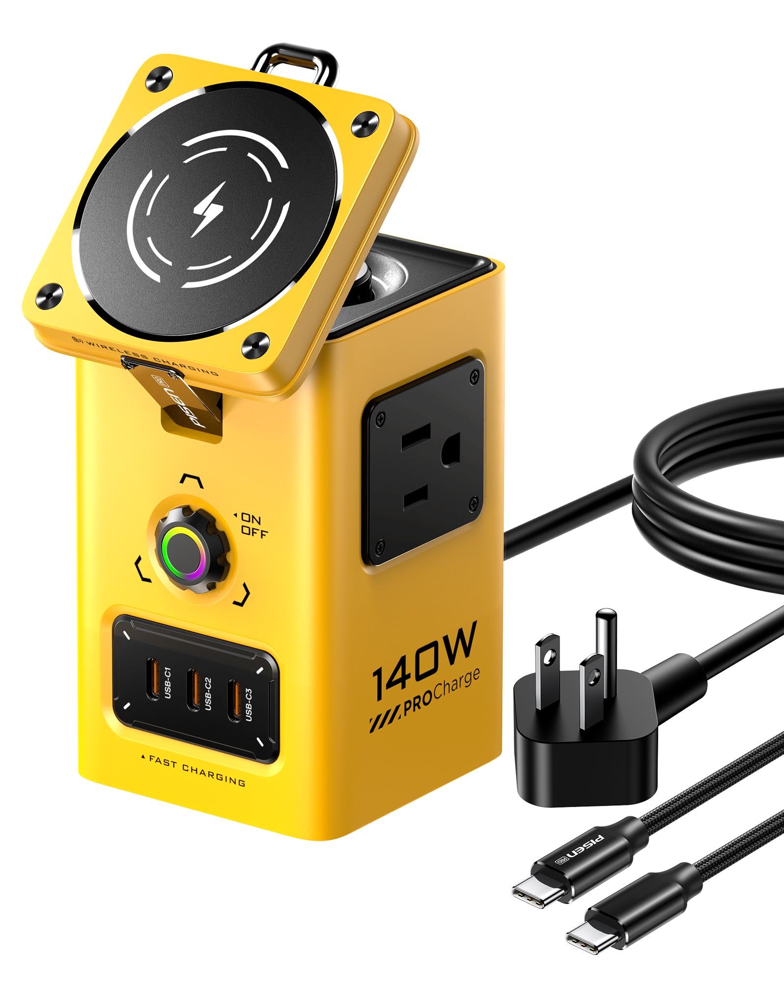 yellow GaN 140W Wireless Desktop Charging Station