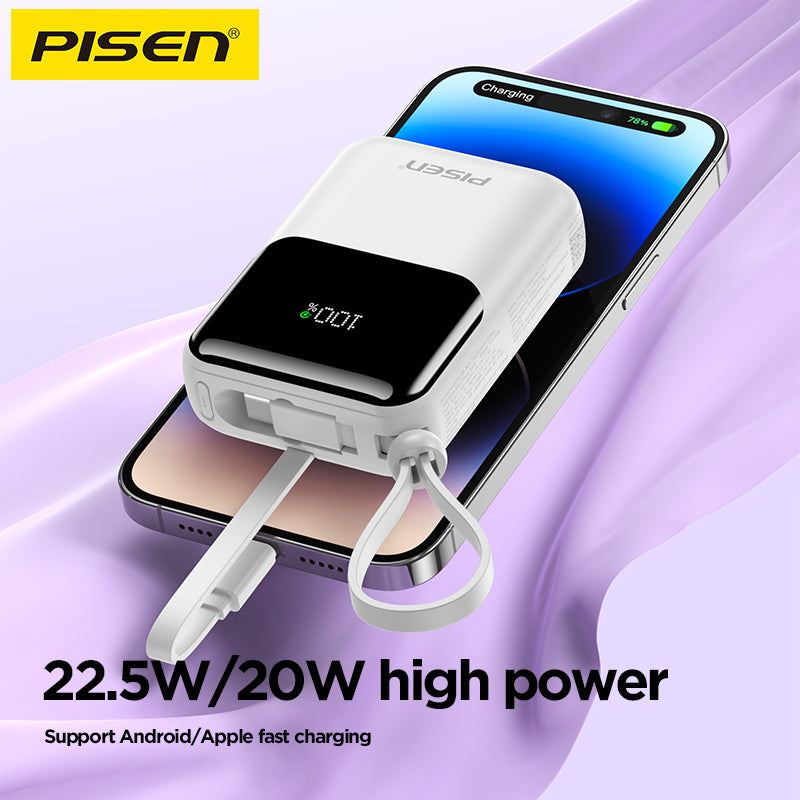 PISEN Sunny Power 22.5W With Two build-in Cables 10000mAh Mini Power Bank TP-D096