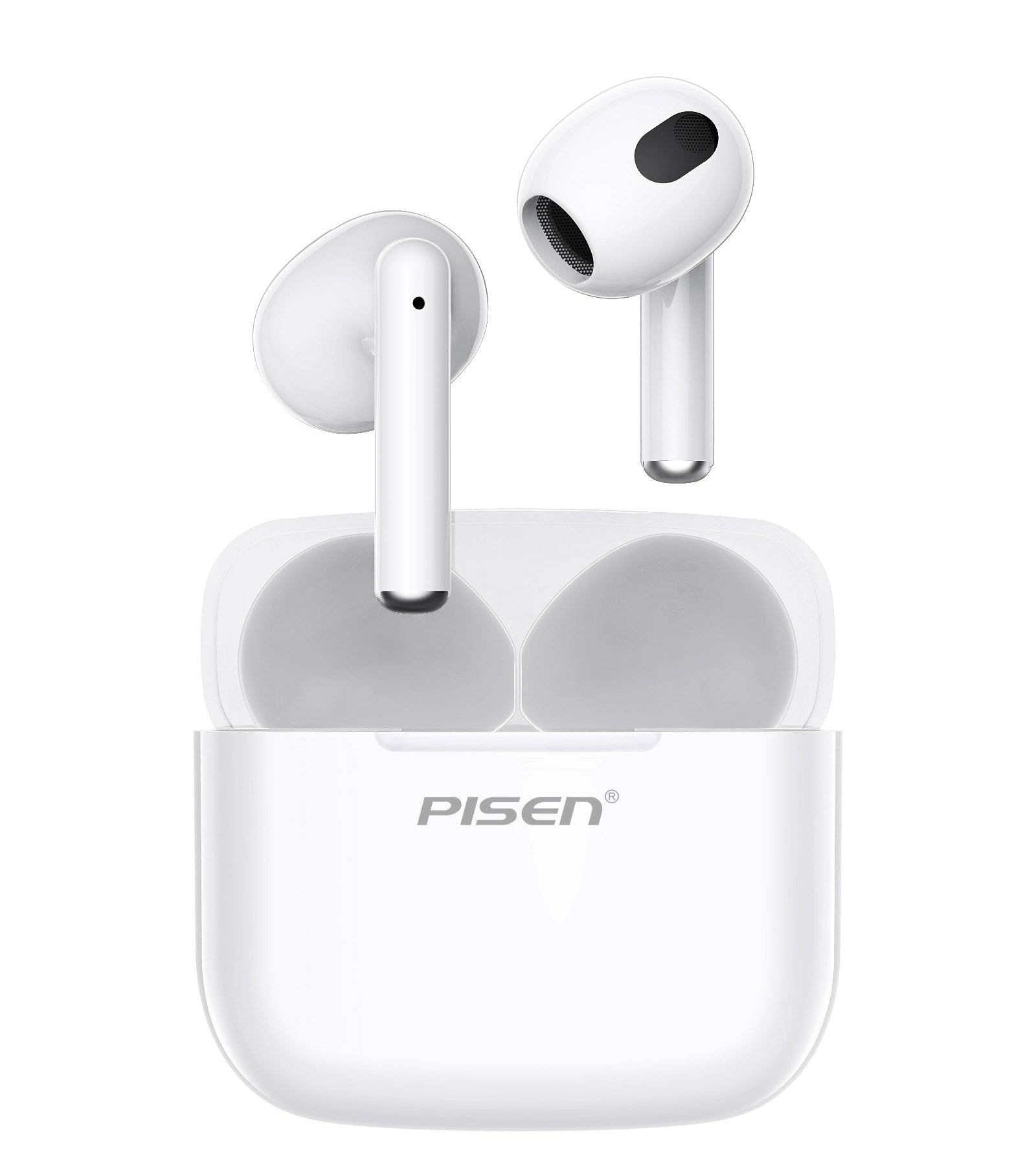 PISEN Wireless Earbuds In-ear Headphones - P1 Bluetooth 5.3 Deep Bass Hi-Fi Stereo Ear buds with Mic In-ear Call Noise Canceling, IPX5 Waterproof Earphones for Android iOS phone TV Laptop, White - PisenUS