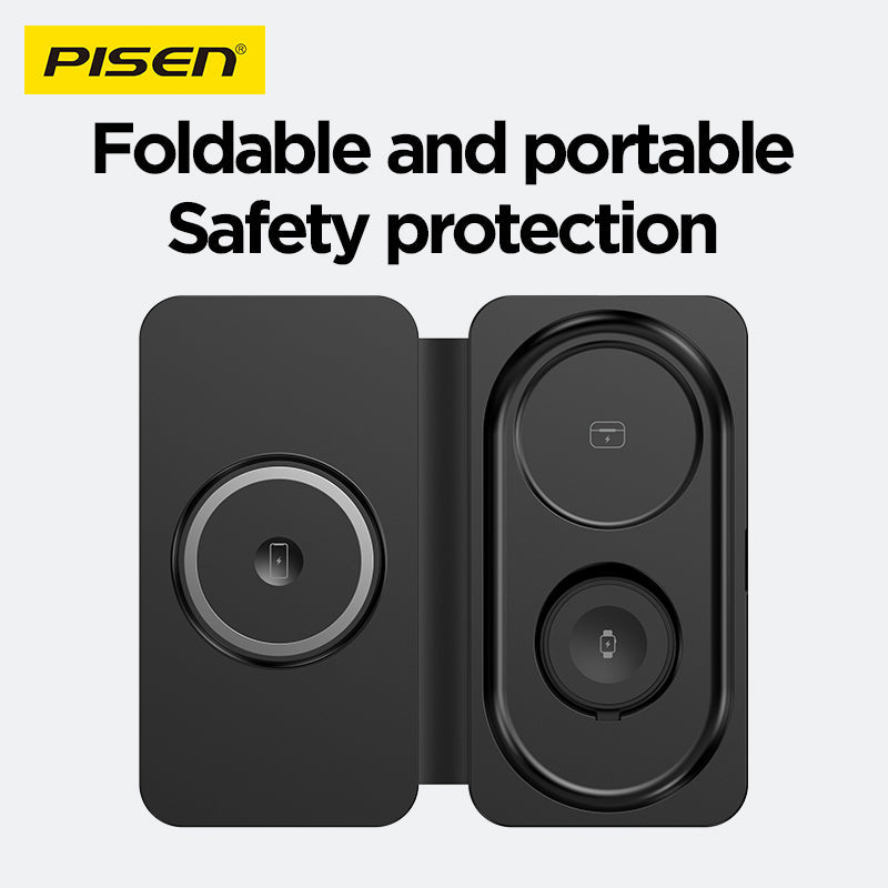 PISEN 3-in-1 travel multifunctional magnetic wireless charger F6 - PisenBiz