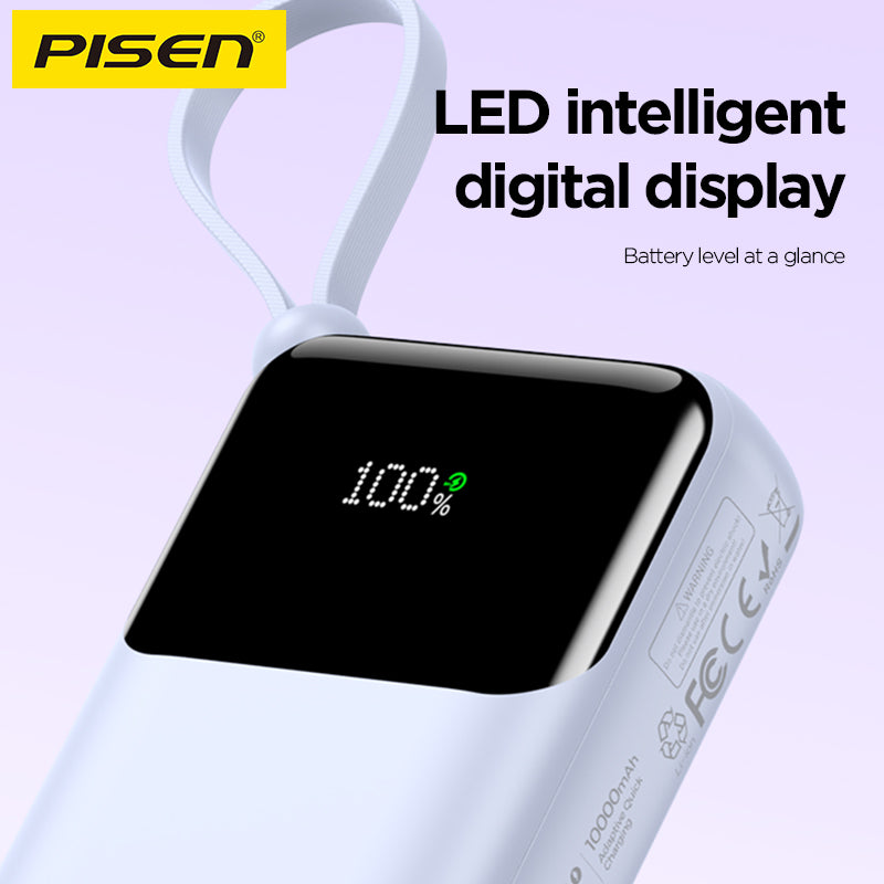 PISEN Sunny Power 22.5W With Two build-in Cables 10000mAh Mini Power Bank TP-D096