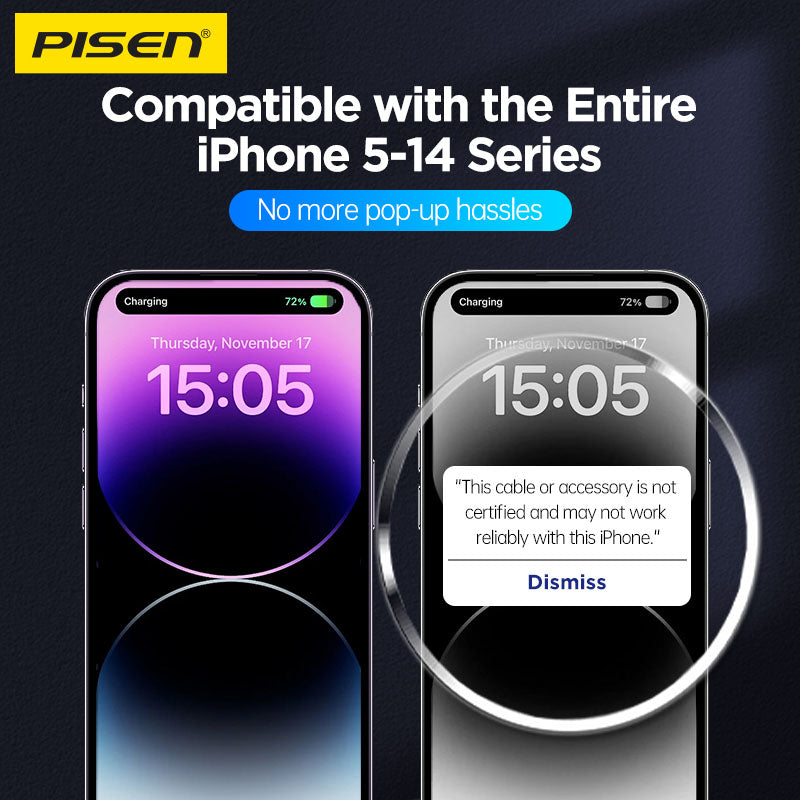 Pisen-NoirSync USB-C TO Lightning 27W Cable(Grey)