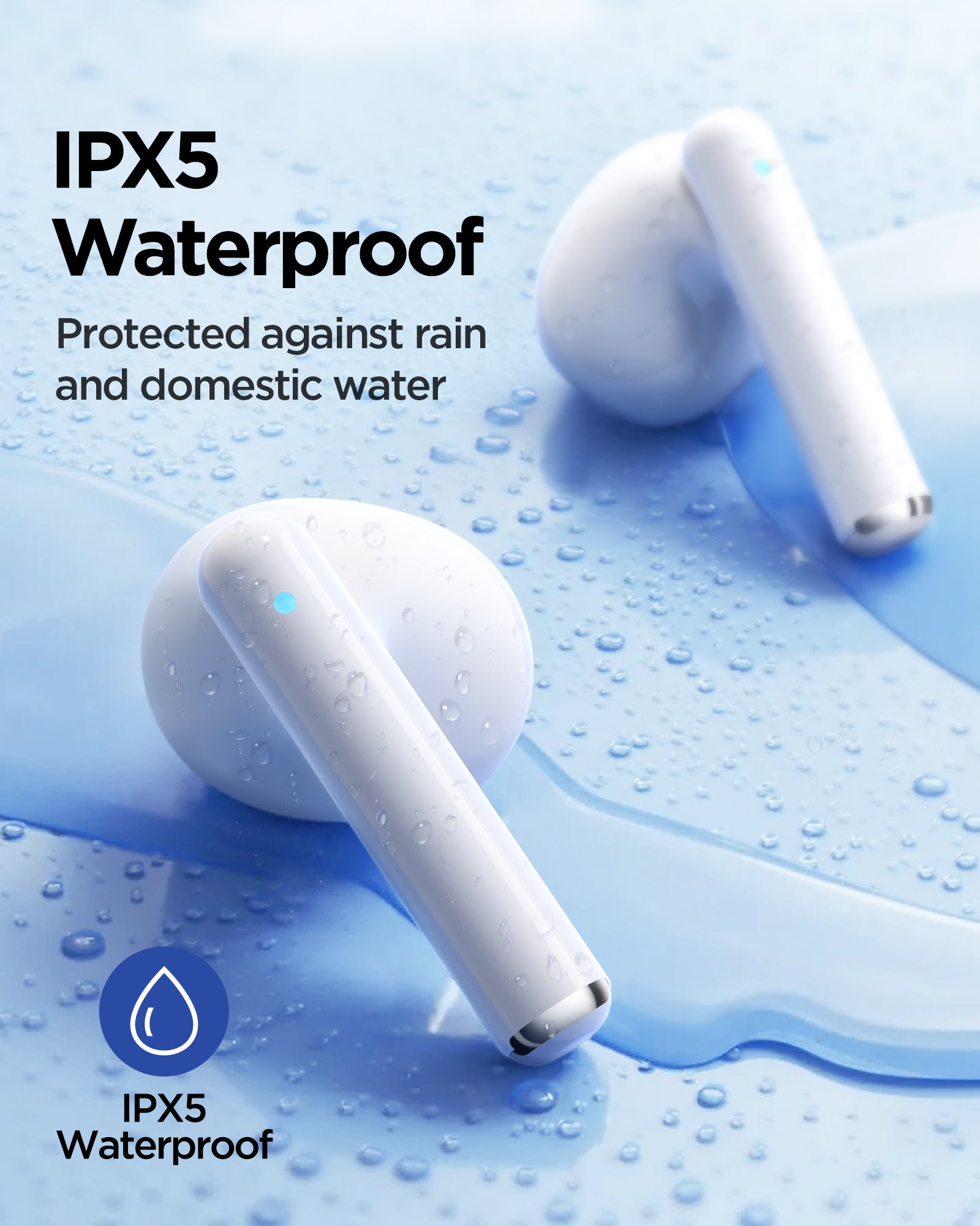 PISEN Wireless Earbuds In-ear Headphones - P1 Bluetooth 5.3 Deep Bass Hi-Fi Stereo Ear buds with Mic In-ear Call Noise Canceling, IPX5 Waterproof Earphones for Android iOS phone TV Laptop, White - PisenUS