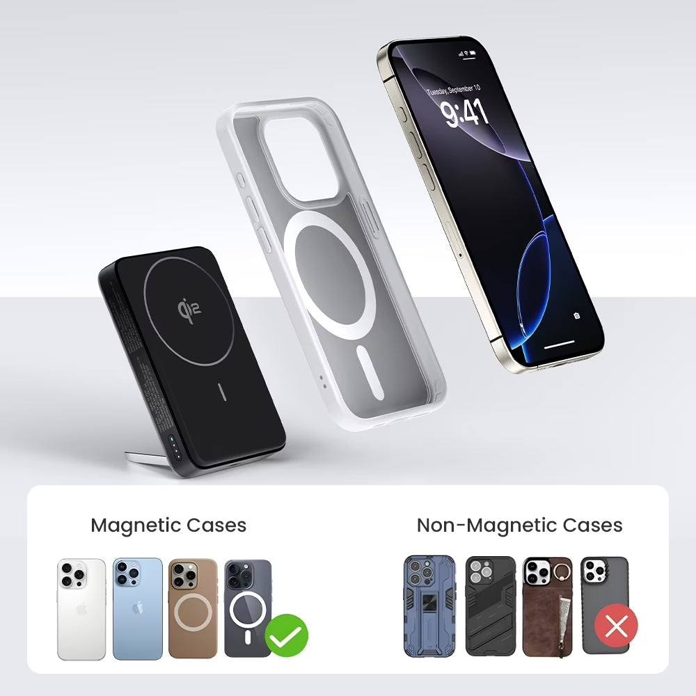 PISEN Magnetic Portable Charger, 10000mAh Power Bank with Foldable Stand, USB-C 30W PD Fast Charging, Qi2 Certified 15W Max MagSafe-Compatible Portable Charger for iPhone17/16/15/14/13/12 TP-D101