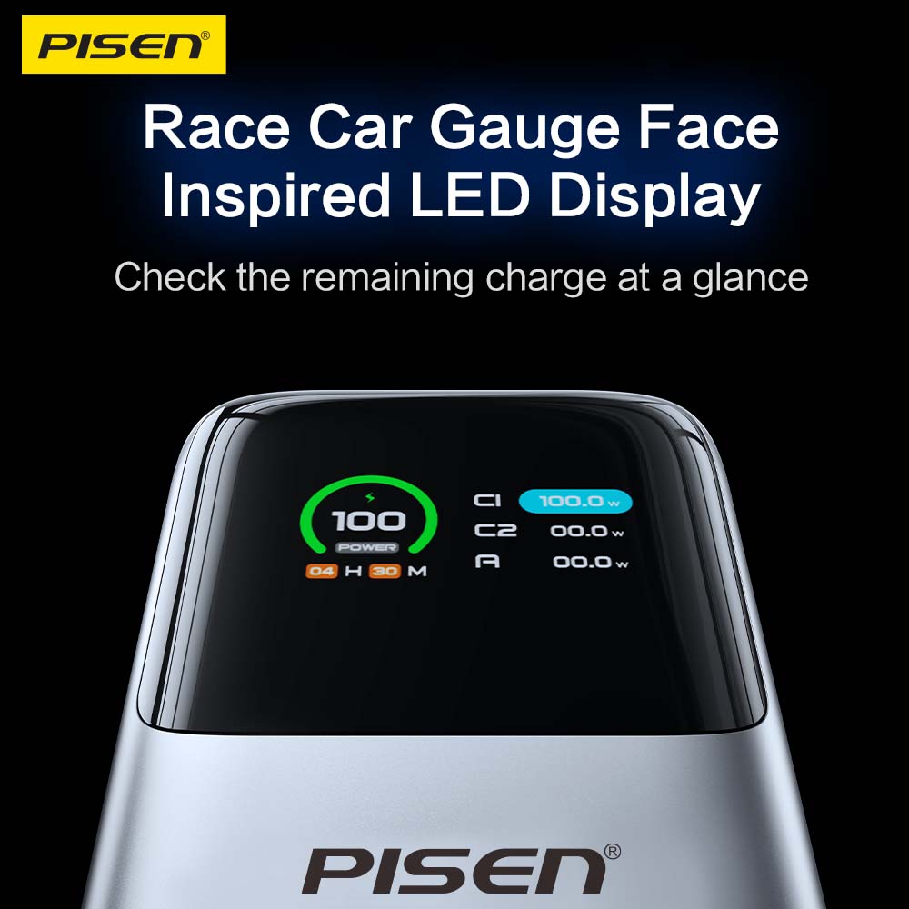 PISEN 3C Certified Power Bank-20000mAh 130W Power Bank,Travel Battery Pack Portable 3C Charger with LED Display, Portable Charger with Built in Cable for iPhone, Samsung and More TP-D107