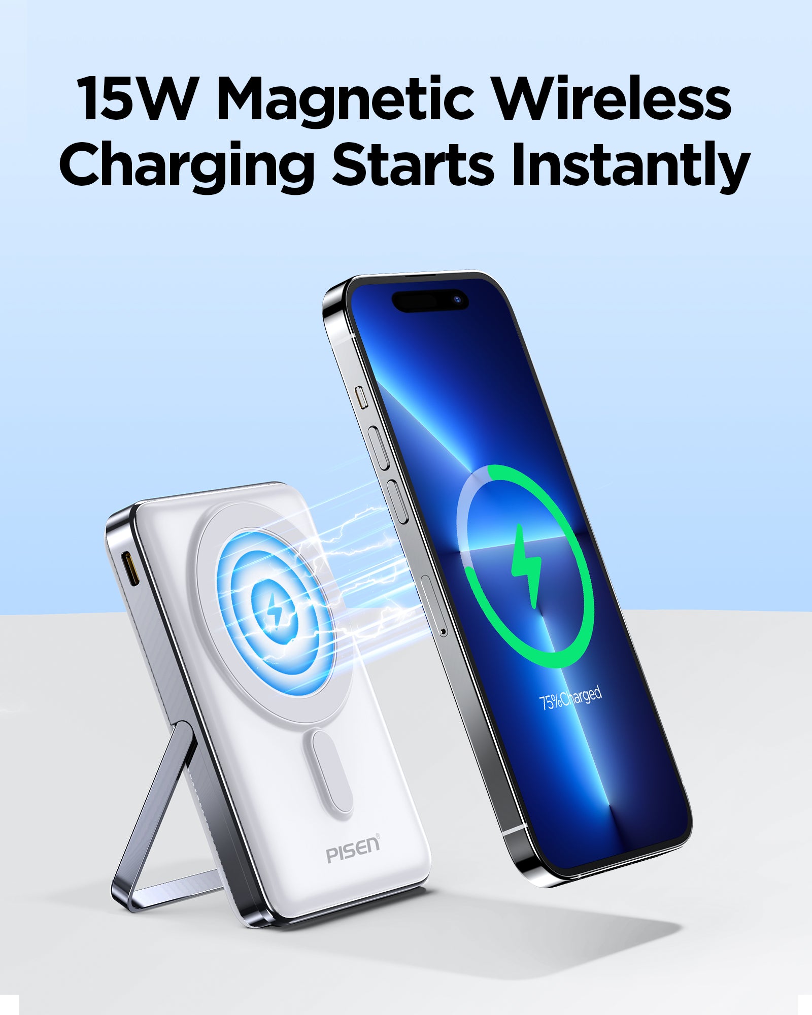 15W Magnetic Wireless Charging – Starts Instantly