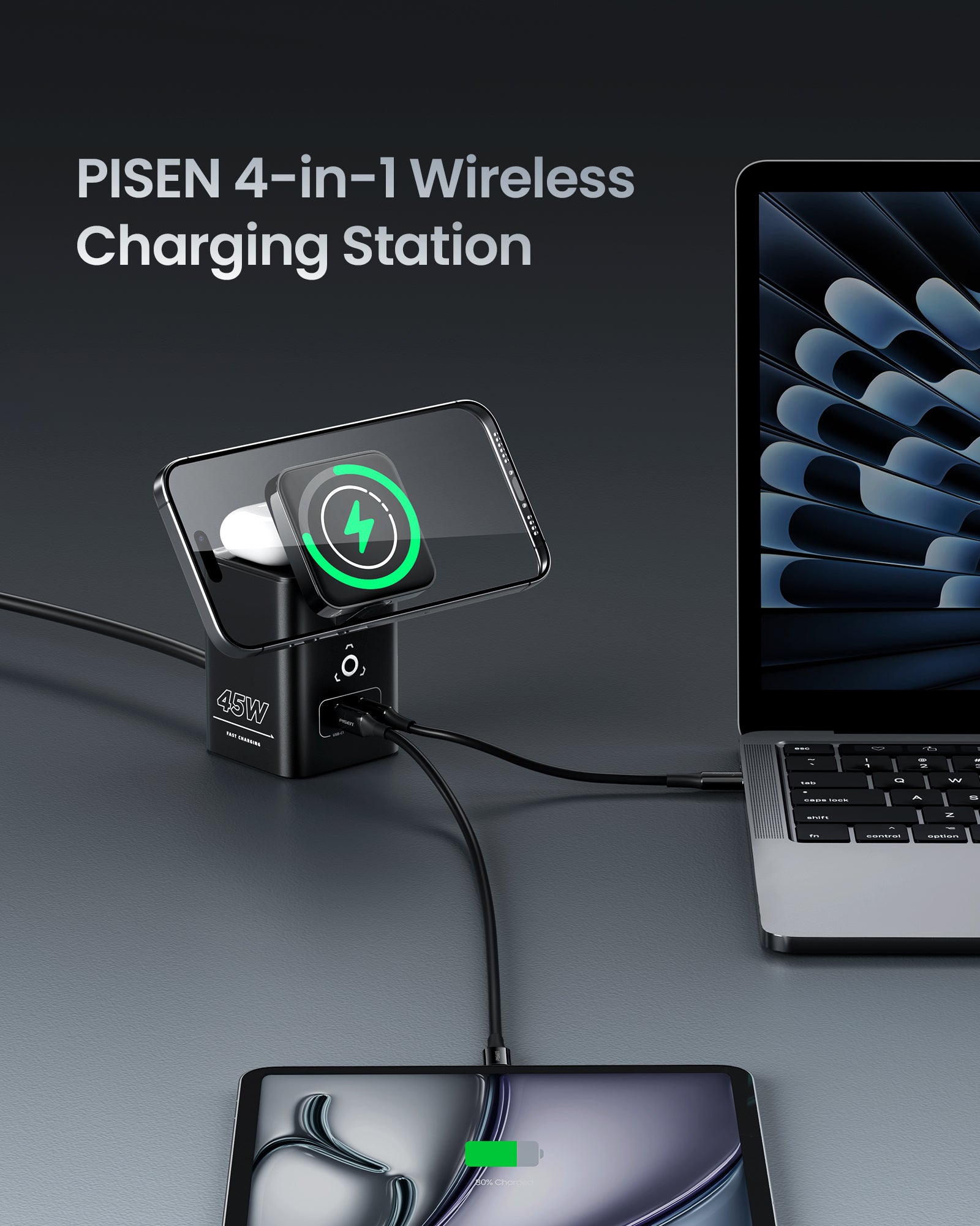 PISEN 4-in-1Wireless Charging station