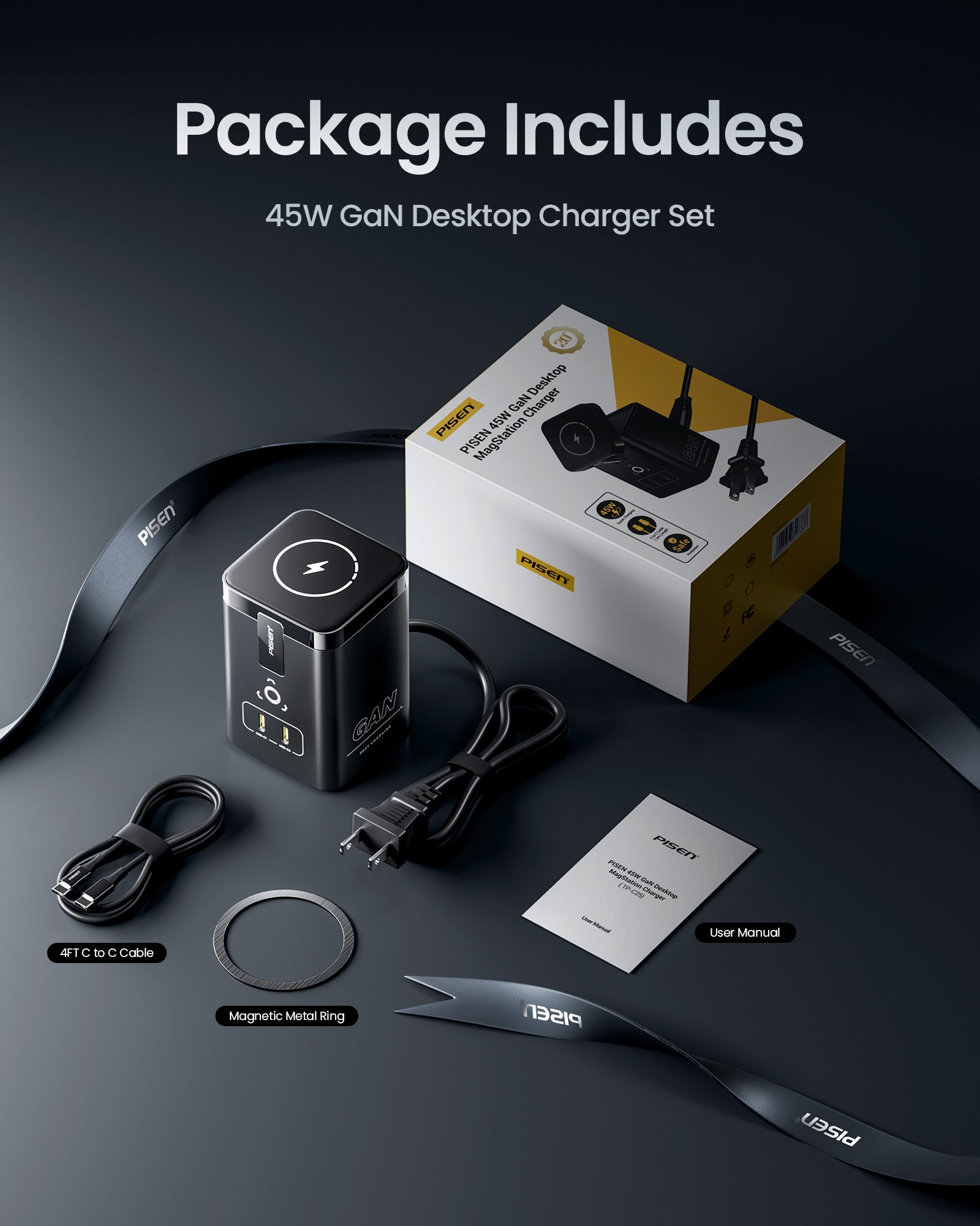 Package Includes
45W GaN Desktop Charger Set