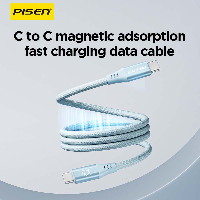 PISEN C to C 60W magnetic braided fast charging data cable 1m