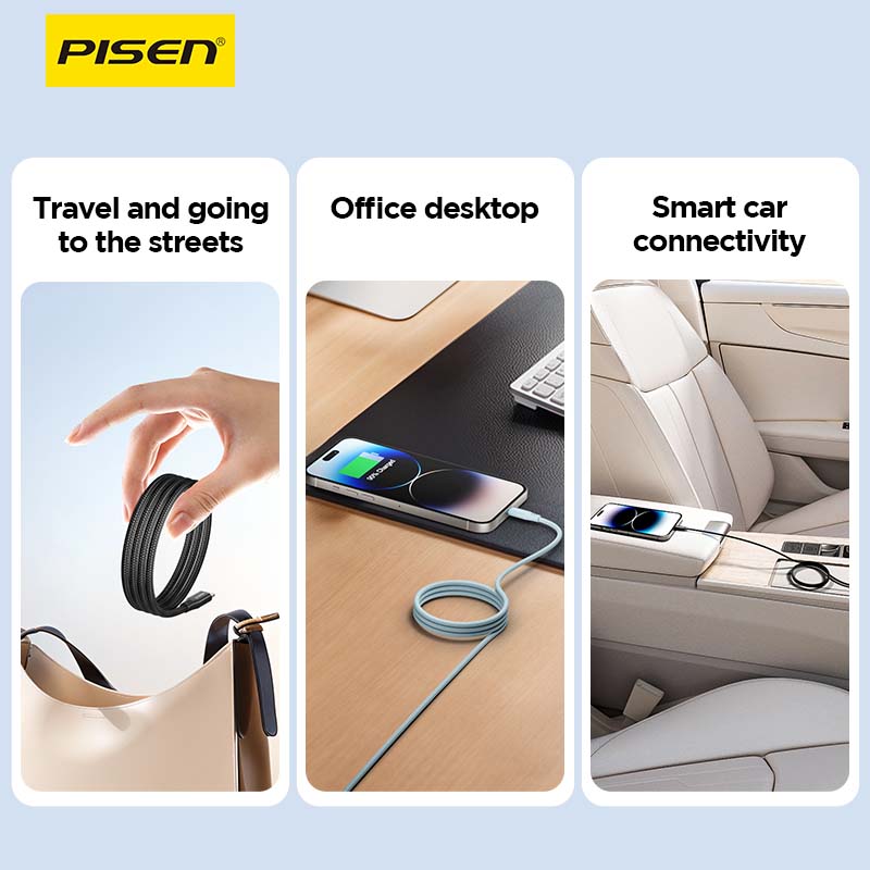 PISEN C to C 60W magnetic braided fast charging data cable 1m