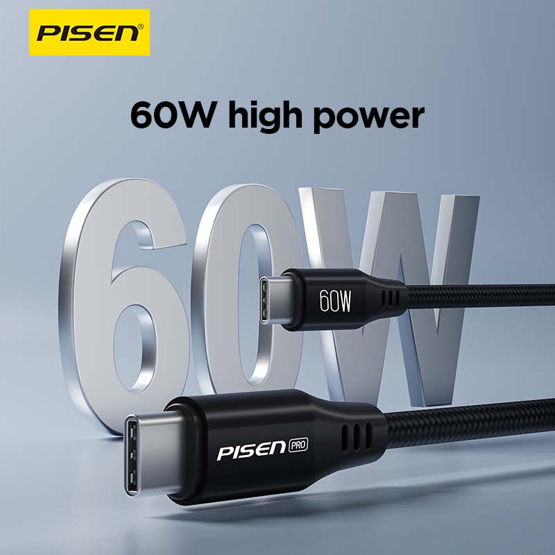 PISEN C to C 60W magnetic braided fast charging data cable 1m
