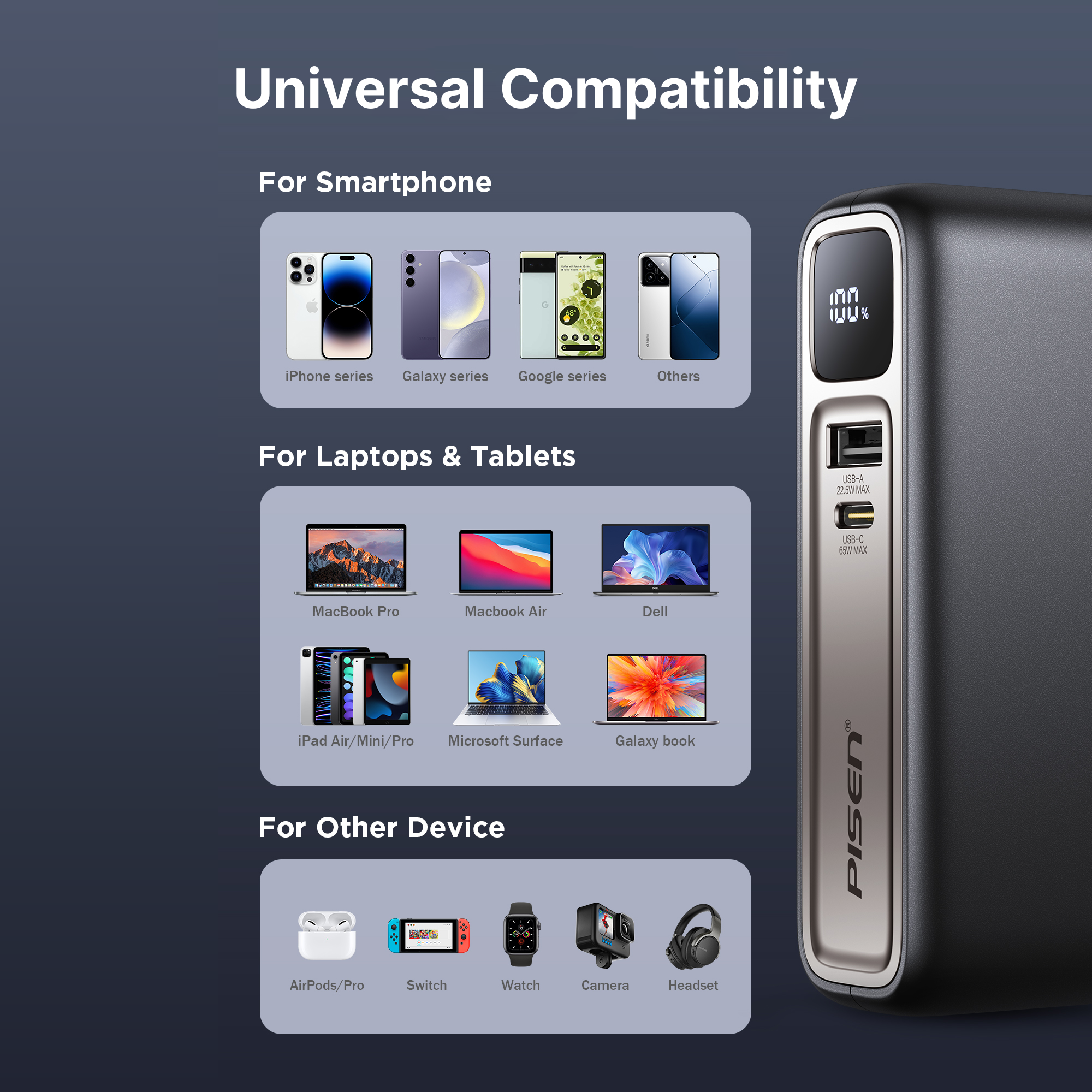 PISEN Power Box 87W GaN 10000mAh Set Power Bank(Black) TS-D319