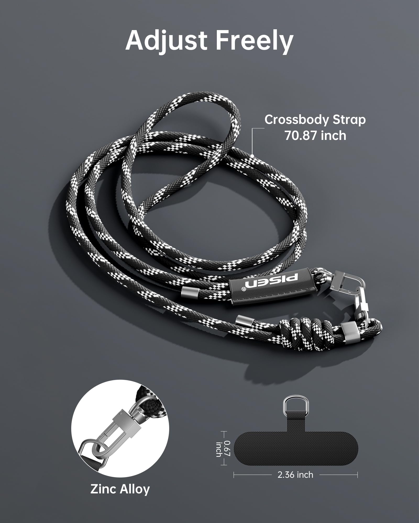 Crossbody Strap 70.87 inch Zinc Alloy